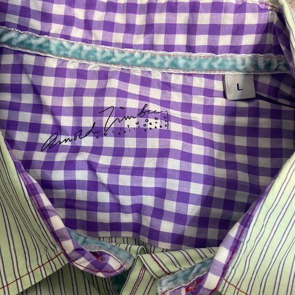 Arnold Zimberg Stripped Long Sleeve Casual Shirt Size Large . ( 27 A) - Picture 2 of 2